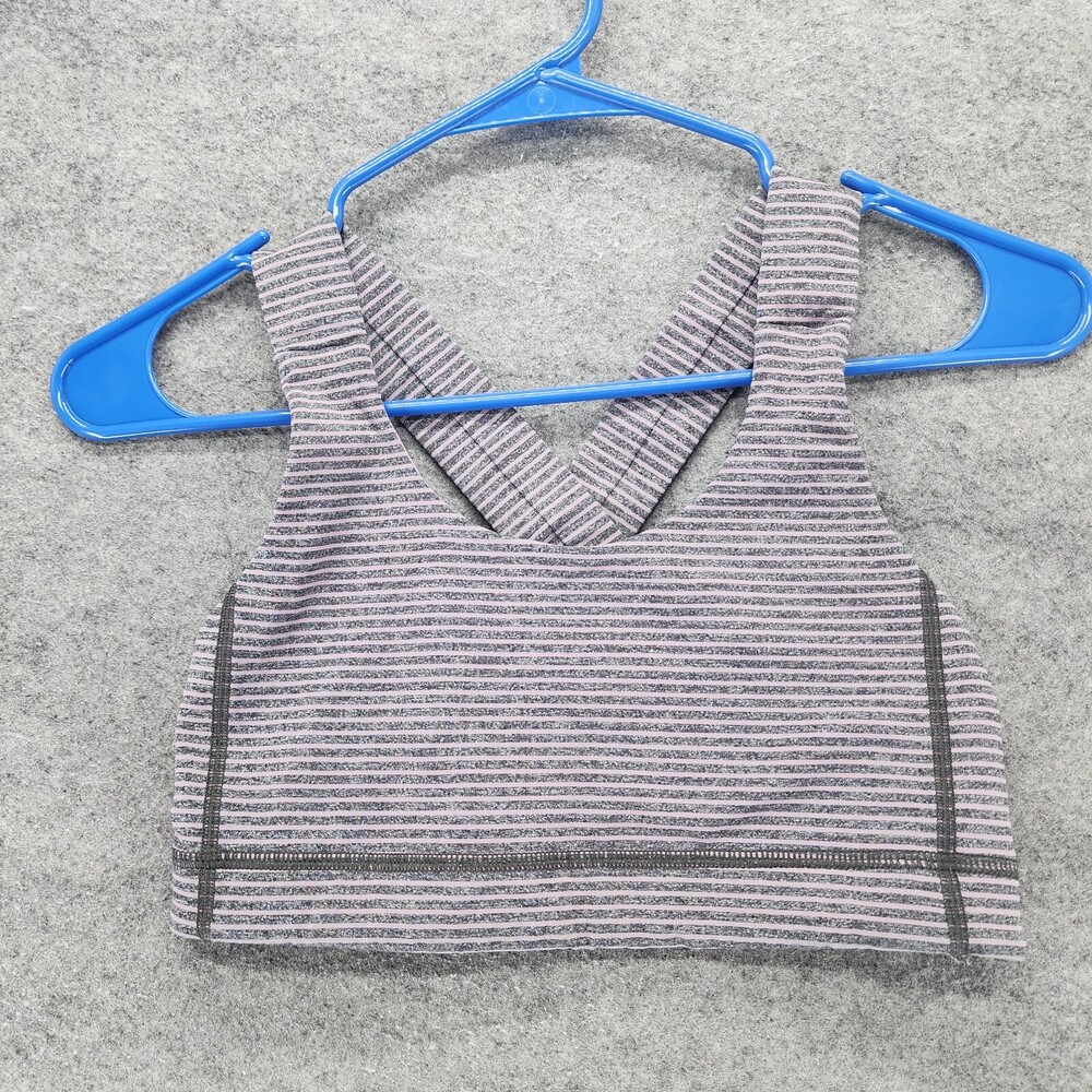 Lululemon Sports Bra Womens 6 Pullover Pink Gray Striped